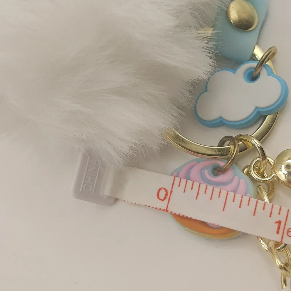 HK Inspired Cinnamoroll  Pom Pom Keychain Bag Pendant Keyring Jewelry NWOT